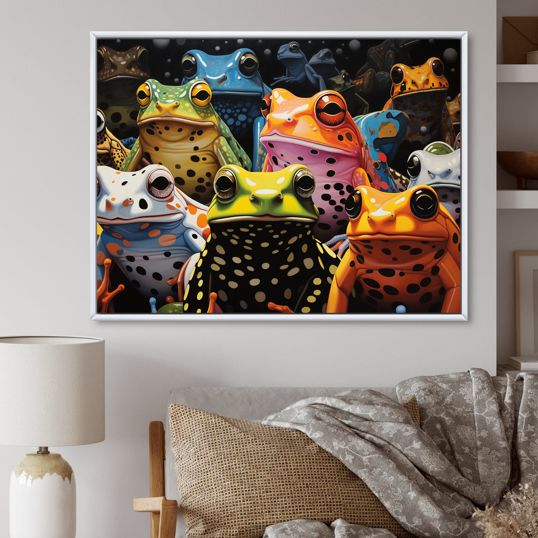 Multicolor Pop Art Frogs - Frog Canvas Wall Art