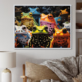 Multicolor Pop Art Frogs - Frog Canvas Wall Art