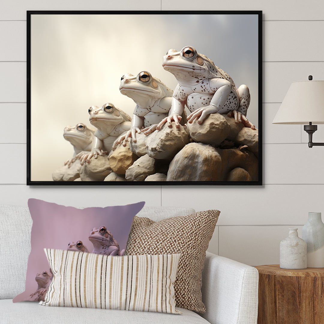 Minimalist Frog Essence - Frog Framed Canvas Art