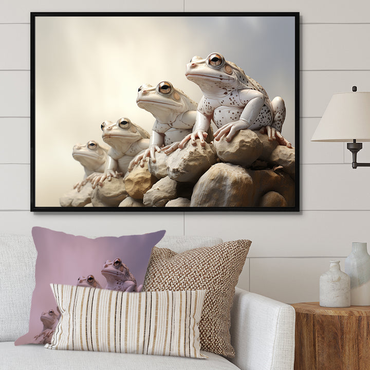 Minimalist Frog Essence - Frog Framed Canvas Art