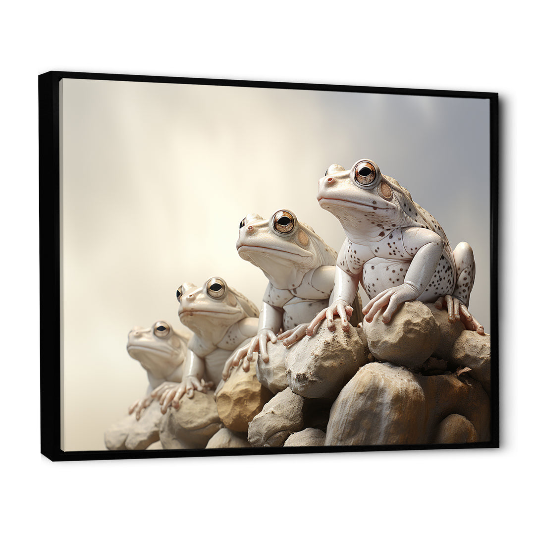 Minimalist Frog Essence - Frog Framed Canvas Art