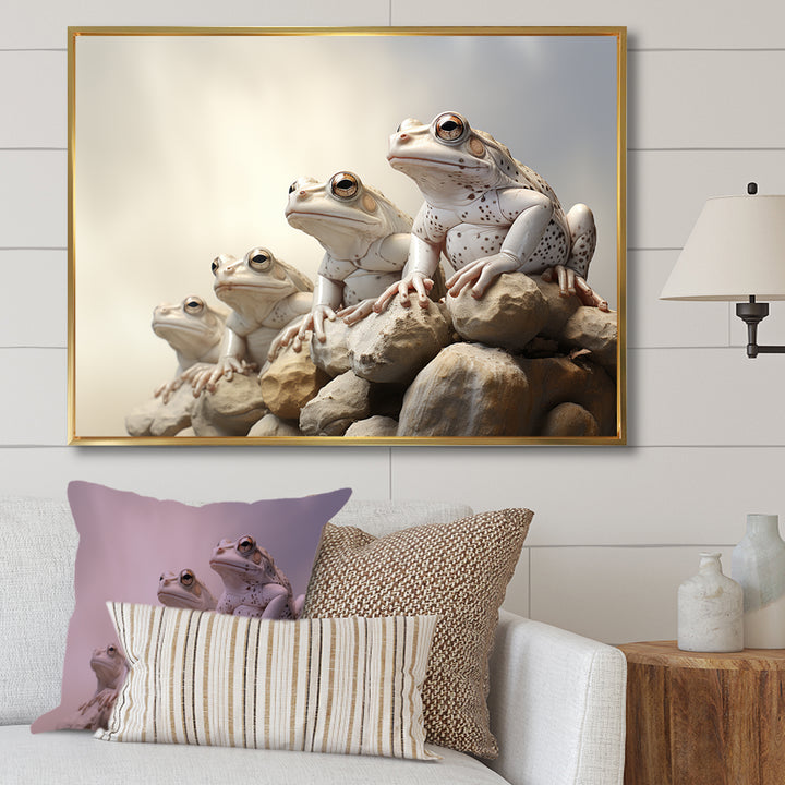 Minimalist Frog Essence - Frog Framed Canvas Art