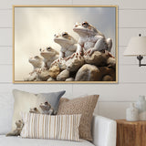 Minimalist Frog Essence - Frog Framed Canvas Art