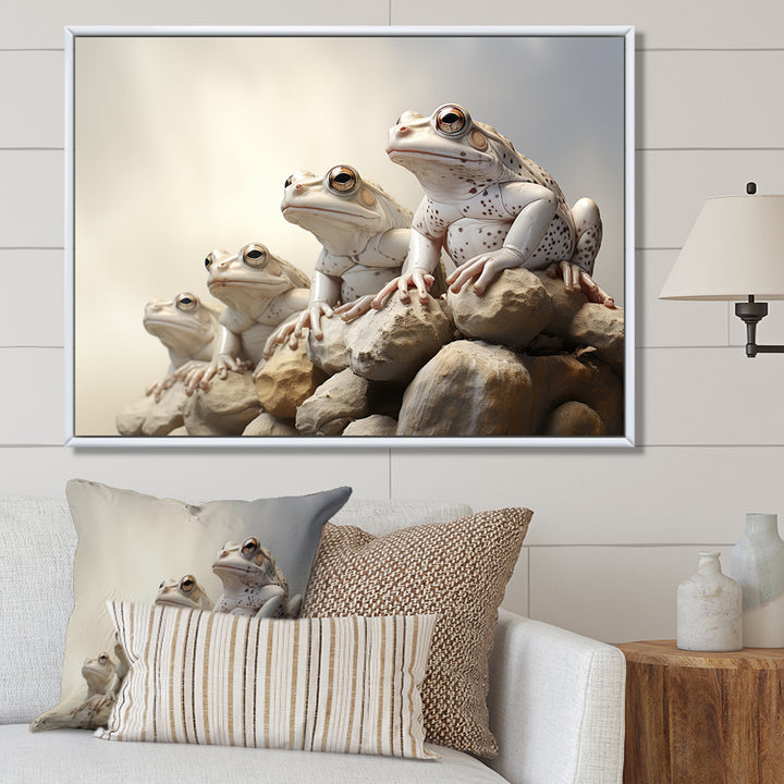 Minimalist Frog Essence - Frog Framed Canvas Art
