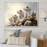 Minimalist Frog Essence - Frog Framed Canvas Art