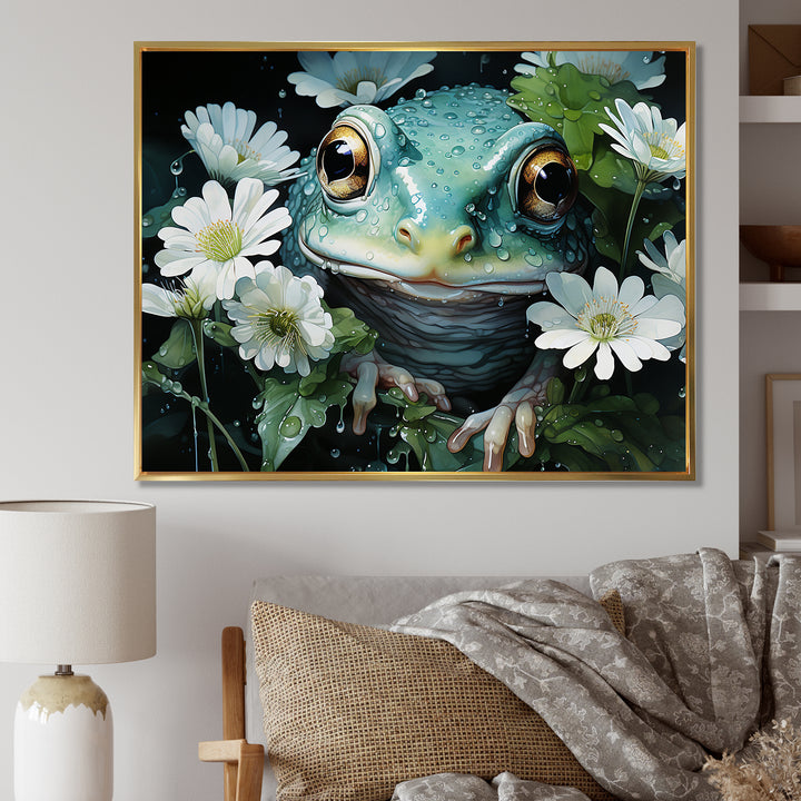 Cute Frog Portrait At The Pond - Frog Bedroom Wall Art