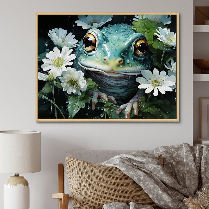 Cute Frog Portrait At The Pond - Frog Bedroom Wall Art