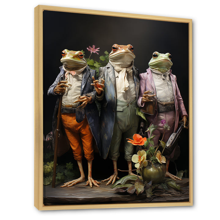 Dressed Frog Ballet - Frog Canvas Wall Art