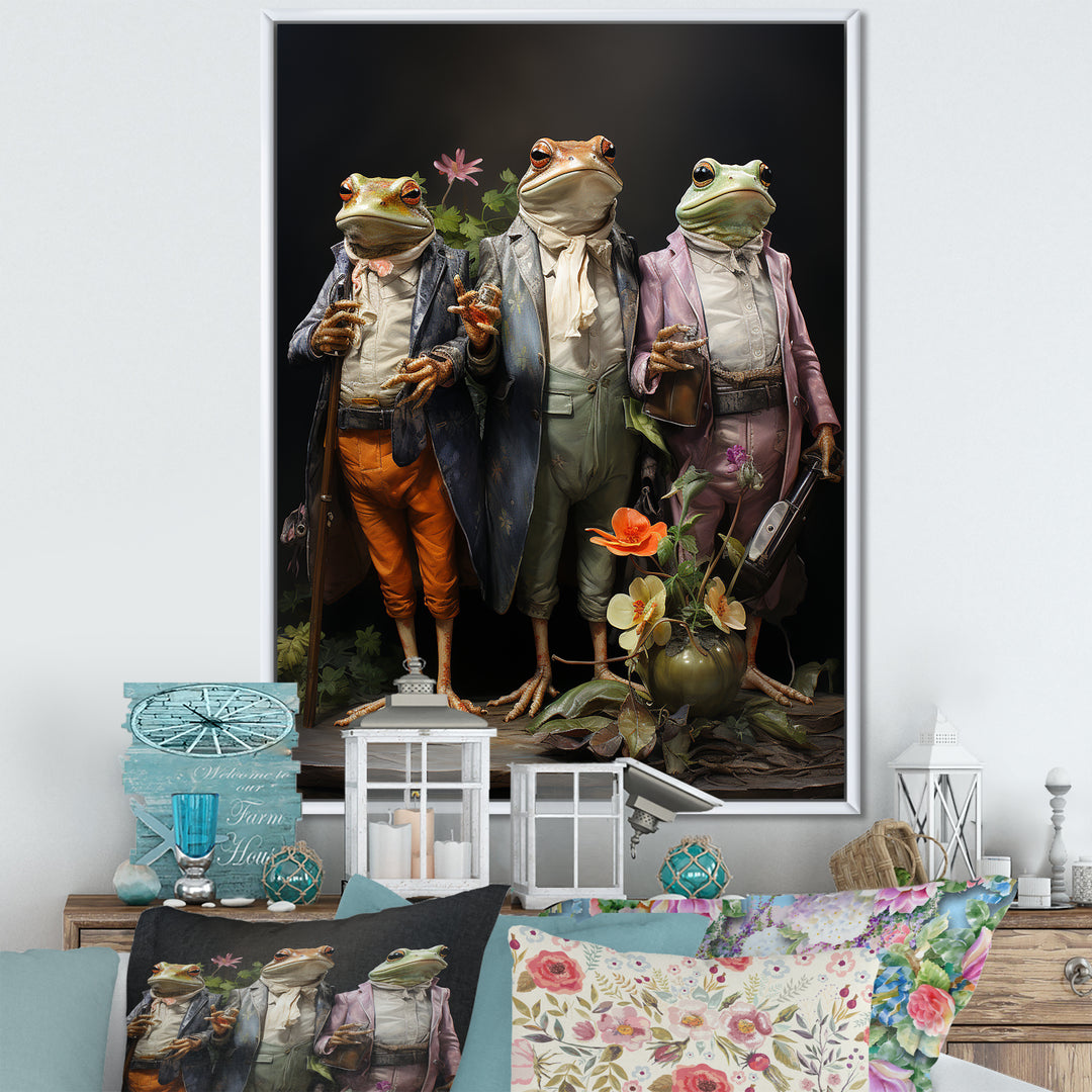 Dressed Frog Ballet - Frog Canvas Wall Art