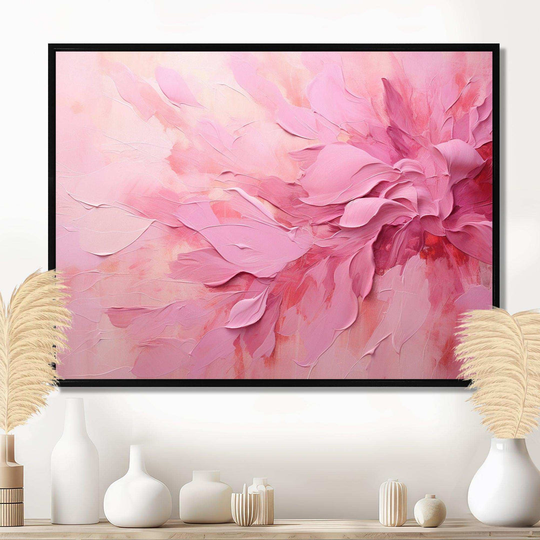 Gold And Pink Minimal Abstract River - Floral Canvas Wall Art