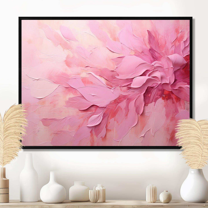 Gold And Pink Minimal Abstract River - Floral Canvas Wall Art