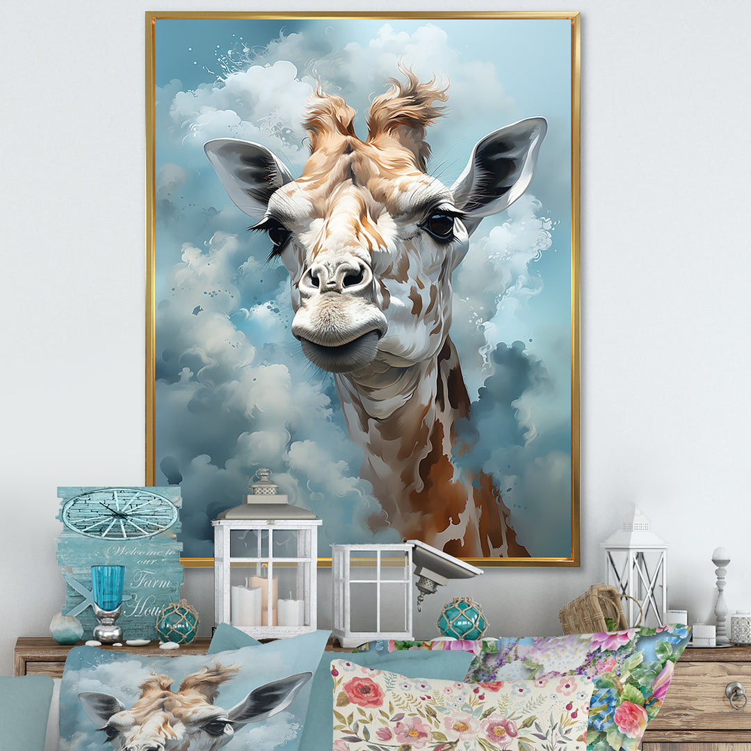 Blue Giraffes In Harmony - Giraffe Wall Art Prints