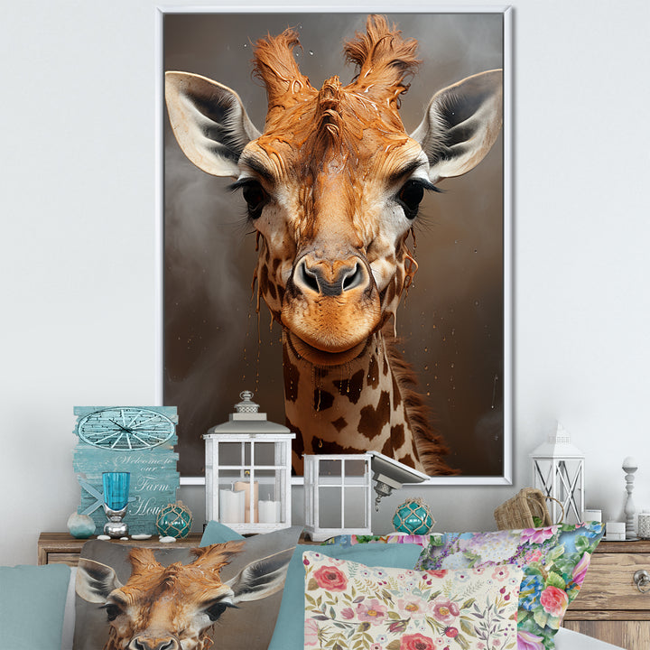 Selfie Giraffe In Sepia Tone - Giraffe Wall Art Prints