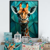 Green Giraffe Cubist Grace - Giraffe Large Canvas Wall Art