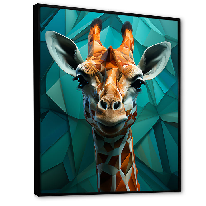 Green Giraffe Cubist Grace - Giraffe Large Canvas Wall Art