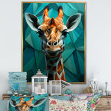 Green Giraffe Cubist Grace - Giraffe Large Canvas Wall Art