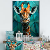 Green Giraffe Cubist Grace - Giraffe Large Canvas Wall Art