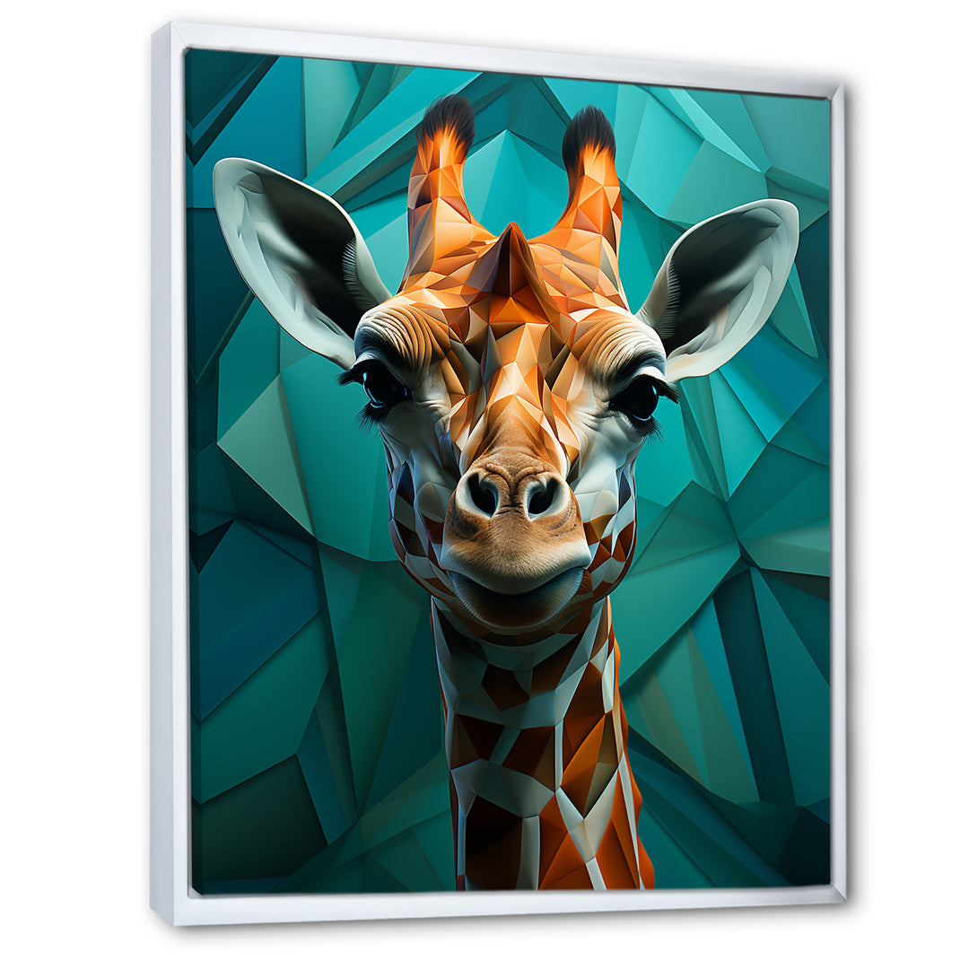 Green Giraffe Cubist Grace - Giraffe Large Canvas Wall Art