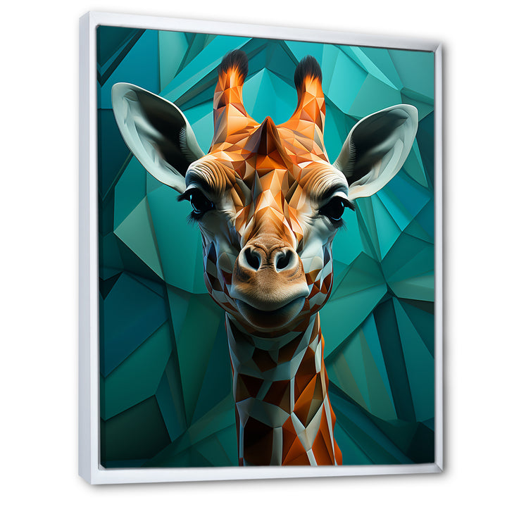 Green Giraffe Cubist Grace - Giraffe Large Canvas Wall Art