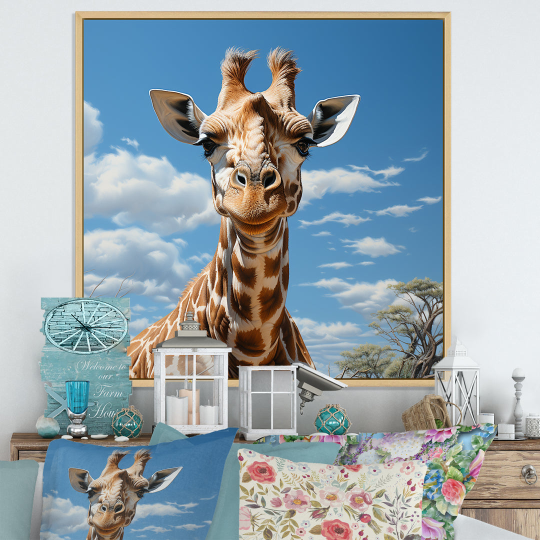 Brown Giraffe Dreamy Long Neck - Giraffe Living Room Wall Art