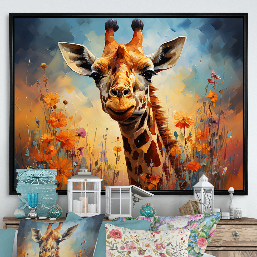 Brown Giraffe Expressionist Grace - Giraffe Canvas Wall Art
