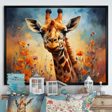 Brown Giraffe Expressionist Grace - Giraffe Canvas Wall Art