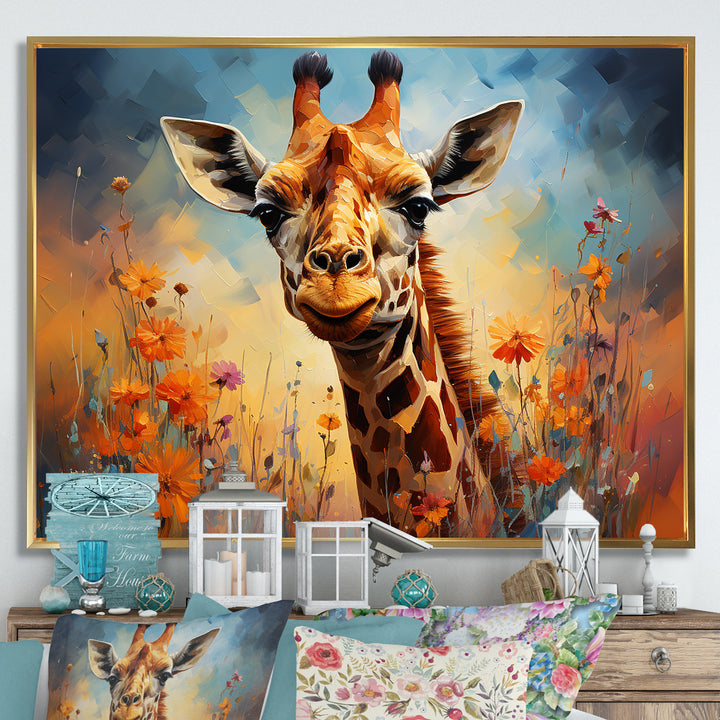 Brown Giraffe Expressionist Grace - Giraffe Canvas Wall Art