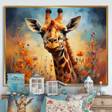 Brown Giraffe Expressionist Grace - Giraffe Canvas Wall Art