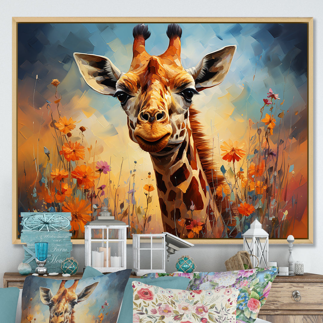 Brown Giraffe Expressionist Grace - Giraffe Canvas Wall Art