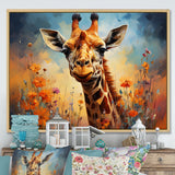 Brown Giraffe Expressionist Grace - Giraffe Canvas Wall Art