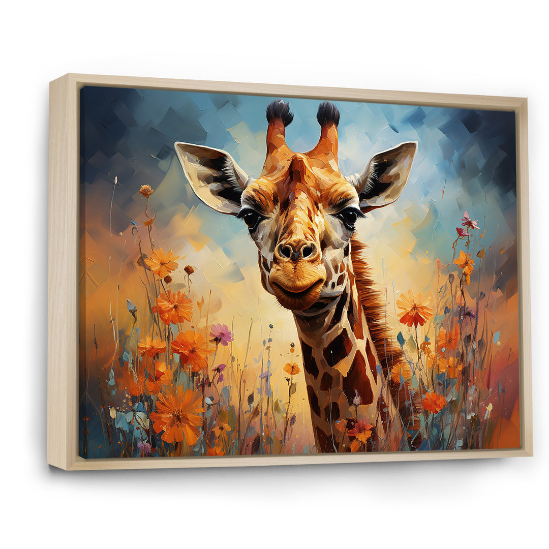 Brown Giraffe Expressionist Grace - Giraffe Canvas Wall Art