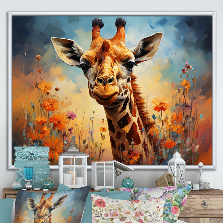 Brown Giraffe Expressionist Grace - Giraffe Canvas Wall Art