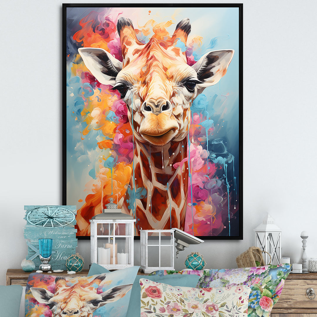 Popart Art Multicolor Giraffe Grace - Giraffe Wall Decor