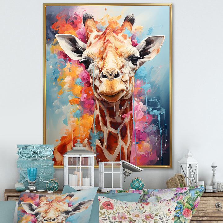 Popart Art Multicolor Giraffe Grace - Giraffe Wall Decor