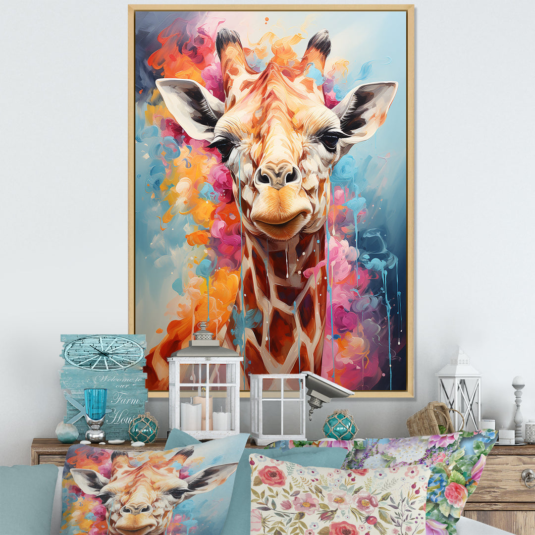 Popart Art Multicolor Giraffe Grace - Giraffe Wall Decor