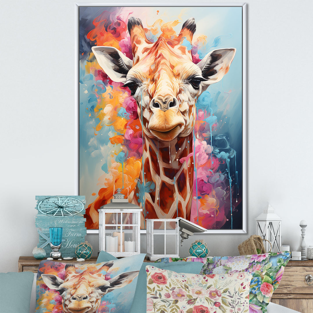 Popart Art Multicolor Giraffe Grace - Giraffe Wall Decor