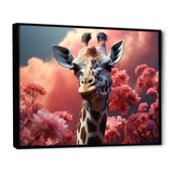 Popart Pink Giraffe In Love - Pink Giraffe Wall Art