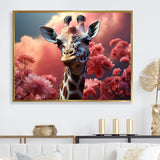 Popart Pink Giraffe In Love - Pink Giraffe Wall Art
