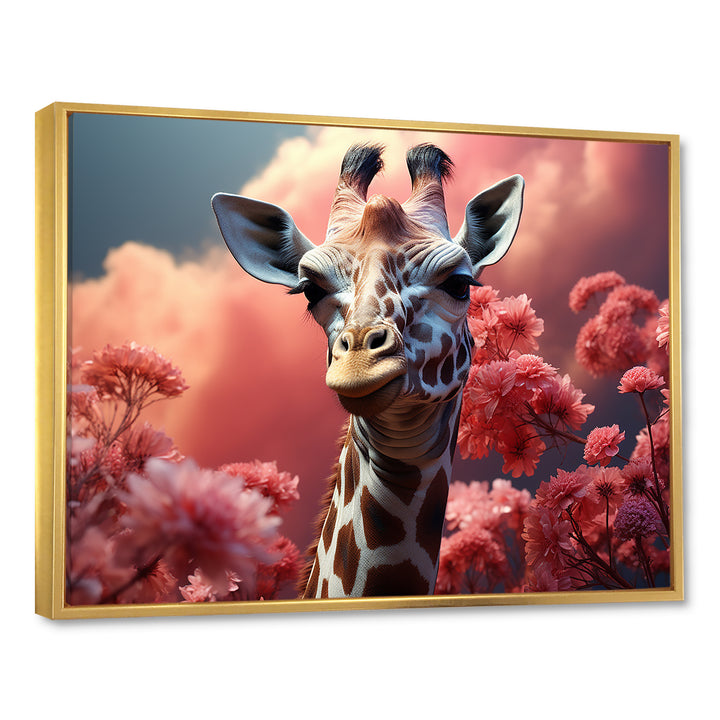 Popart Pink Giraffe In Love - Pink Giraffe Wall Art