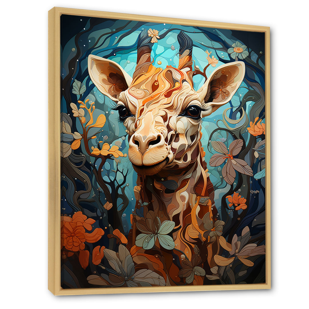 Teal Fantasy Tall Tale - Brown Giraffe Wall Art
