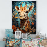 Teal Fantasy Tall Tale - Brown Giraffe Wall Art