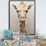 Minimalism Beige Giraffe Selfie - Giraffe Home Decor Art