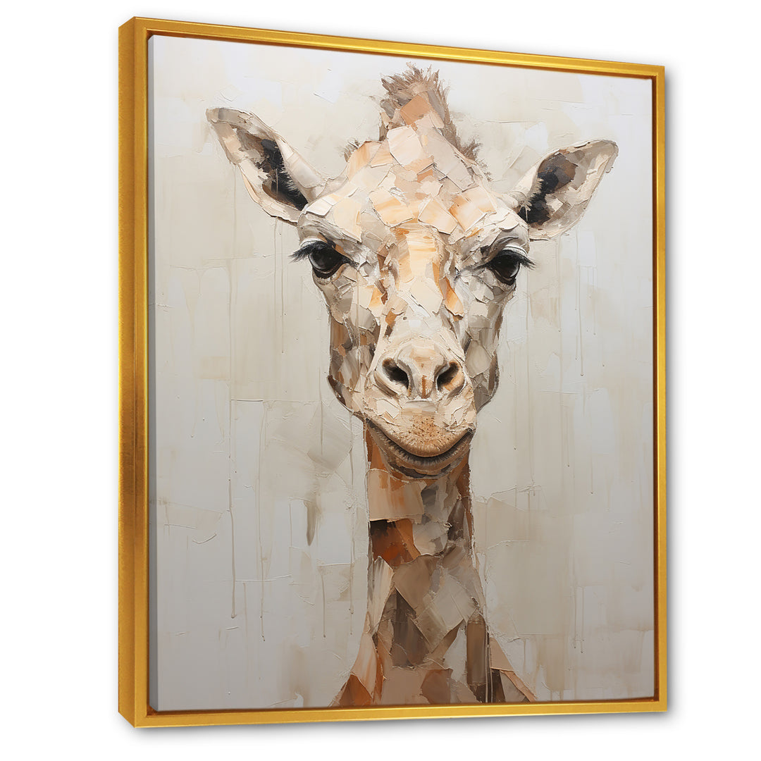 Minimalism Beige Giraffe Selfie - Giraffe Home Decor Art