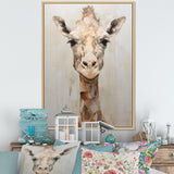 Minimalism Beige Giraffe Selfie - Giraffe Home Decor Art