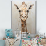 Minimalism Beige Giraffe Selfie - Giraffe Home Decor Art