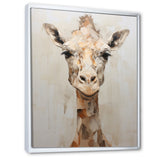 Minimalism Beige Giraffe Selfie - Giraffe Home Decor Art