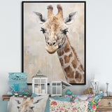 Minimalism Beige Giraffe Portrait - Giraffe Bedroom Wall Art