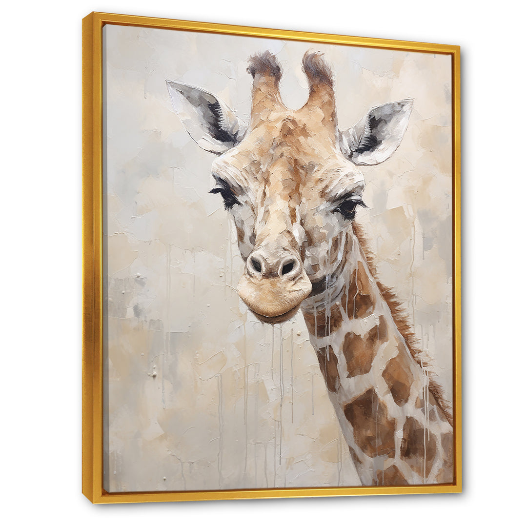 Minimalism Beige Giraffe Portrait - Giraffe Bedroom Wall Art