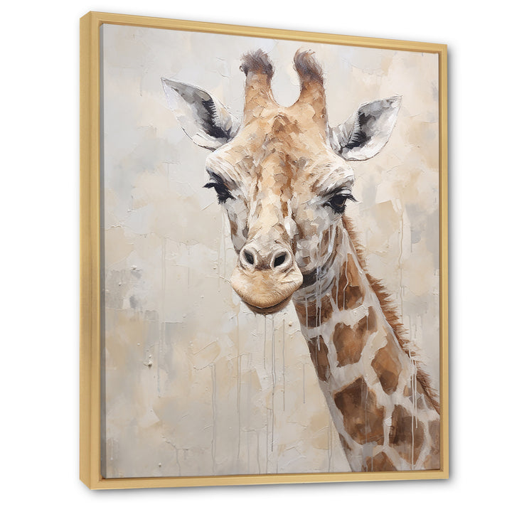 Minimalism Beige Giraffe Portrait - Giraffe Bedroom Wall Art