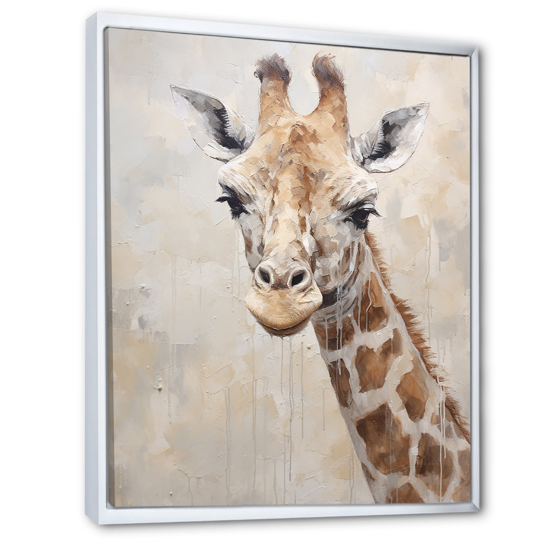 Minimalism Beige Giraffe Portrait - Giraffe Bedroom Wall Art